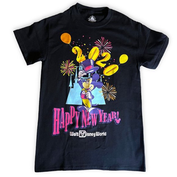 Walt Disney World T-Shirt Adult Size Small Happy New Year 2020 Black - Picture 1 of 4